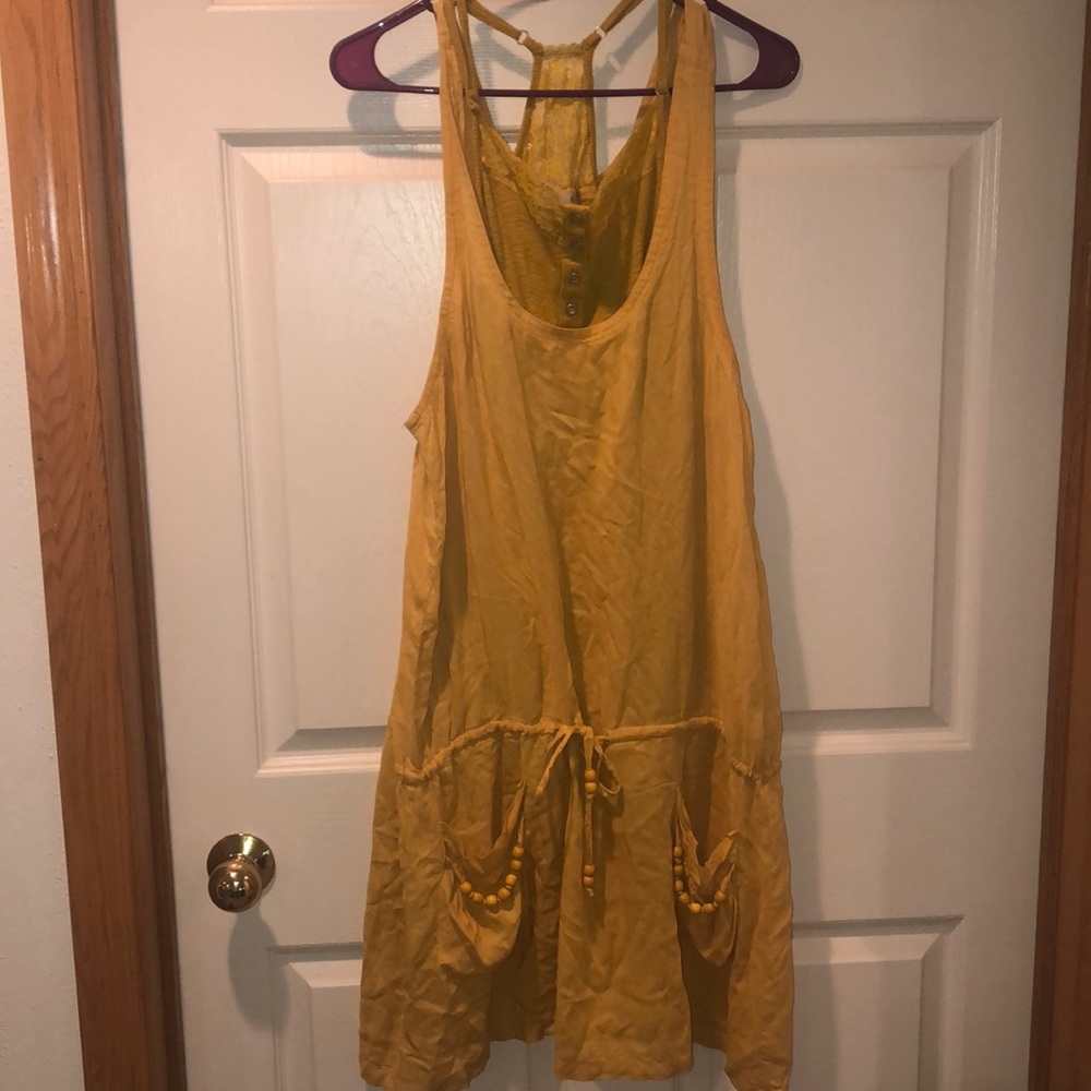 Mini dress with inner tank top - mustard yellow